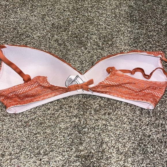 Victorias Secret Body No-wire Bra 36C Wireless Adjustable Lace orange - Picture 8 of 9
